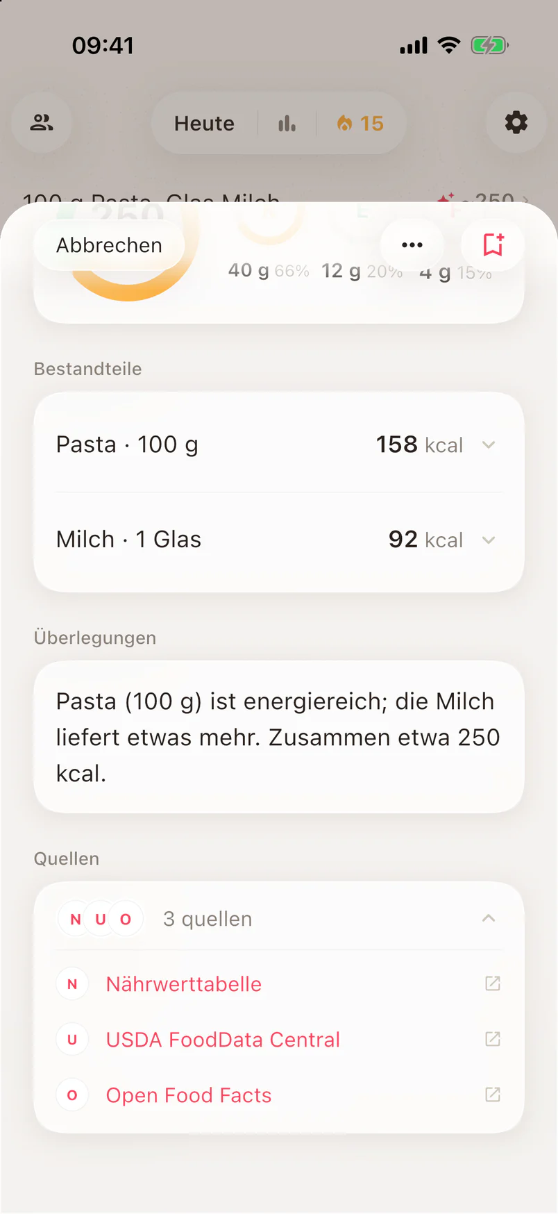 Die Begründung einer Schätzung mit den drei verwendeten Quellen