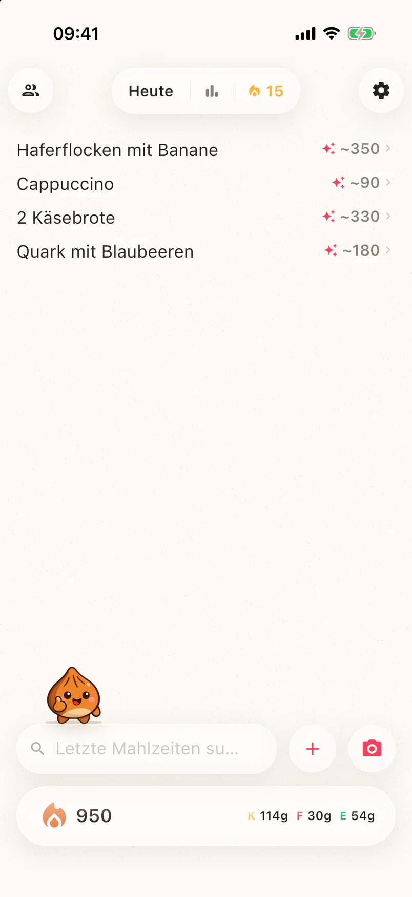 Das Noots-Notizbuch mit eingetragenen Mahlzeiten