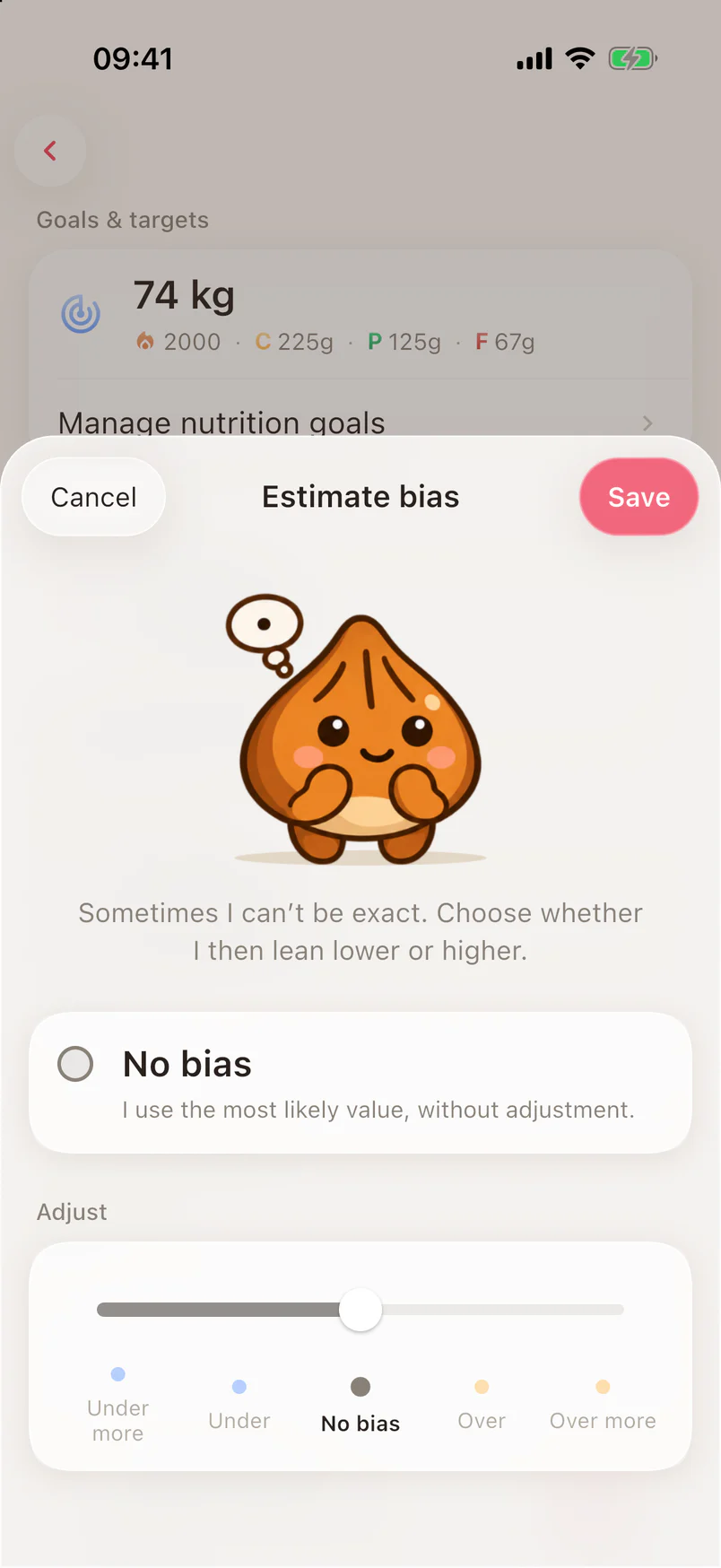 The setting that makes estimates more conservative or more generous